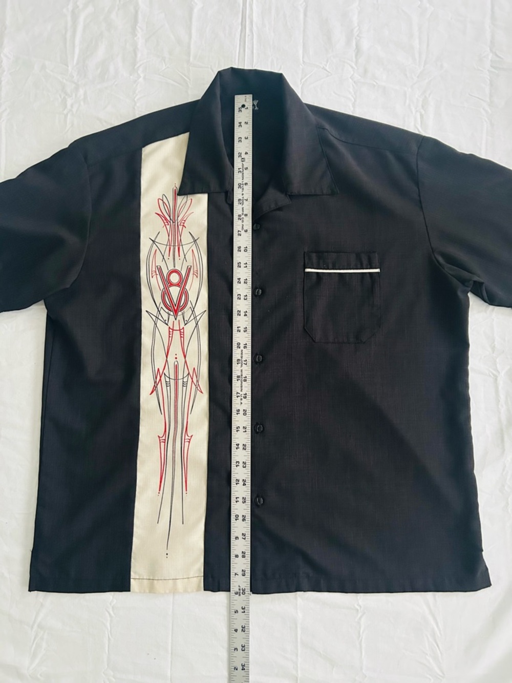 Retro 50’s Steady Clothing V8 Pinstripe Panel Bowling Shirt - Picture 8 of 14